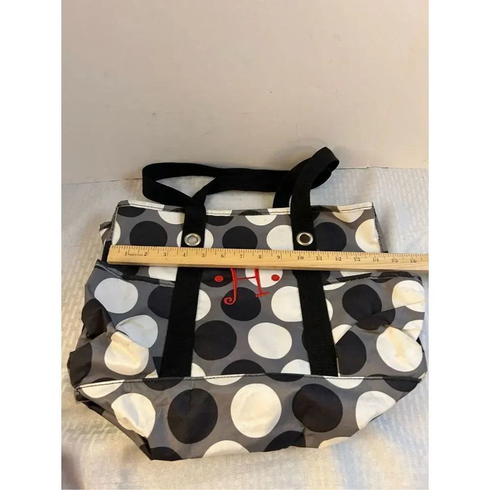 Thirty-one 31 organizer tote black white dots red 